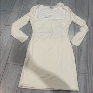 Princess Polly Cream Square Neck Long-Sleeve Bodycon Dress